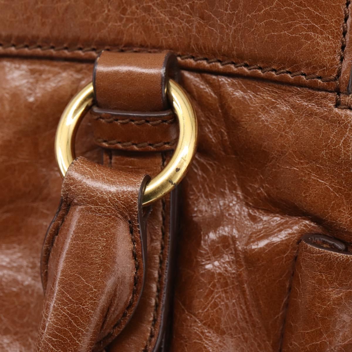 Miu Miu Matelasse Hand Bag Vitellolux 2way Brown Gold Auth 207085V