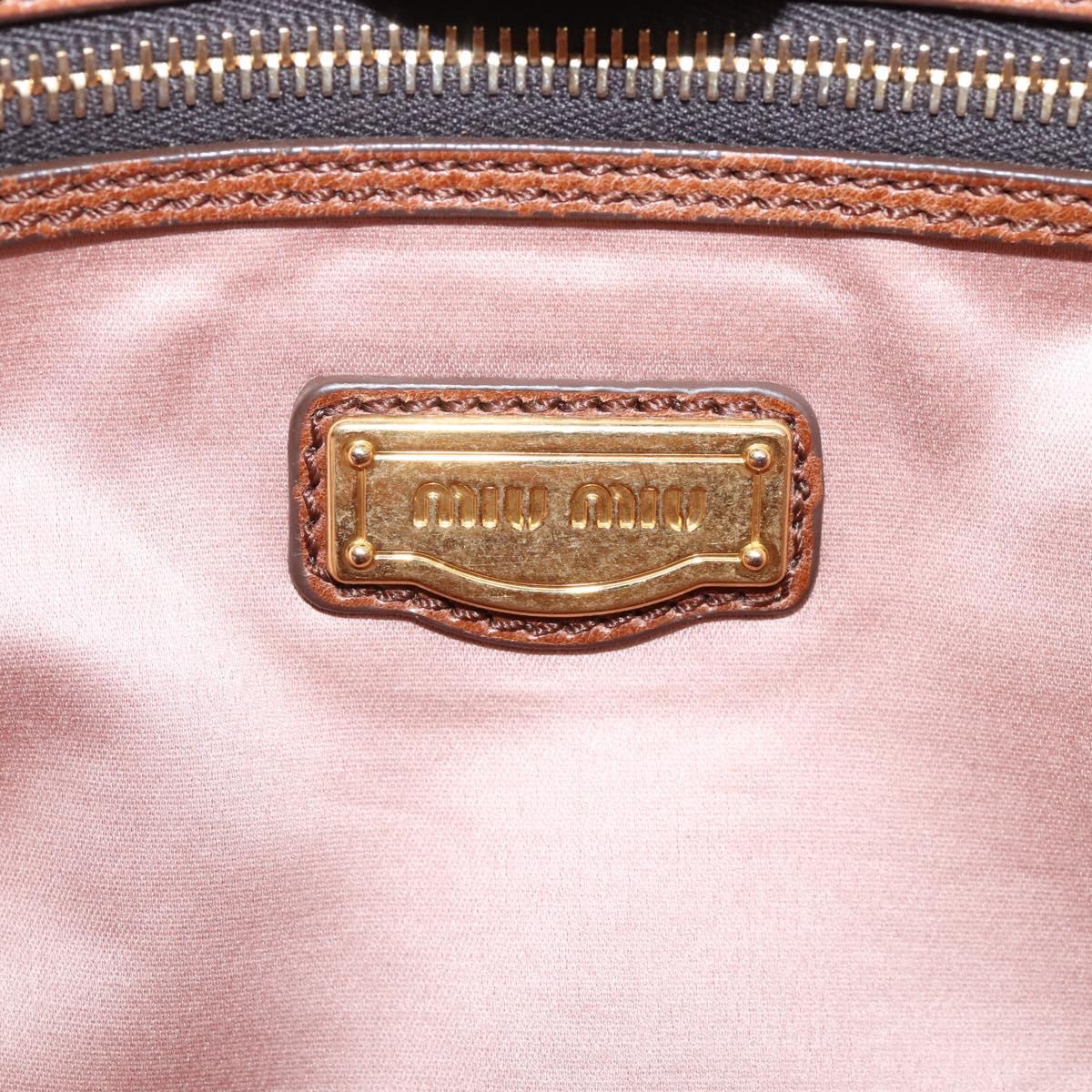 Miu Miu Matelasse Hand Bag Vitellolux 2way Brown Gold Auth 207085V