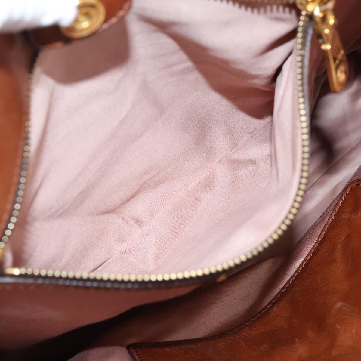 Miu Miu Matelasse Hand Bag Vitellolux 2way Brown Gold Auth 207085V