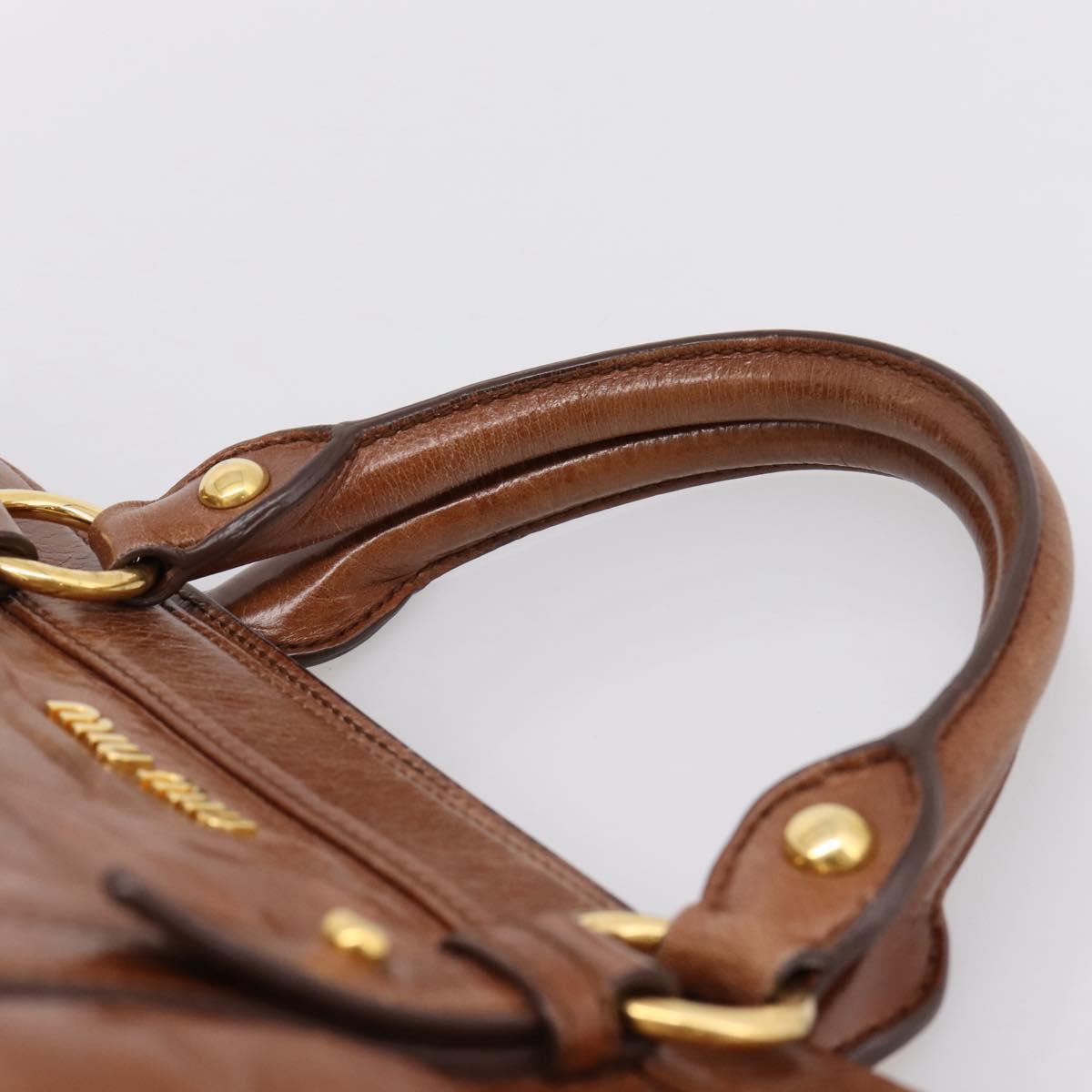 Miu Miu Matelasse Hand Bag Vitellolux 2way Brown Gold Auth 207085V