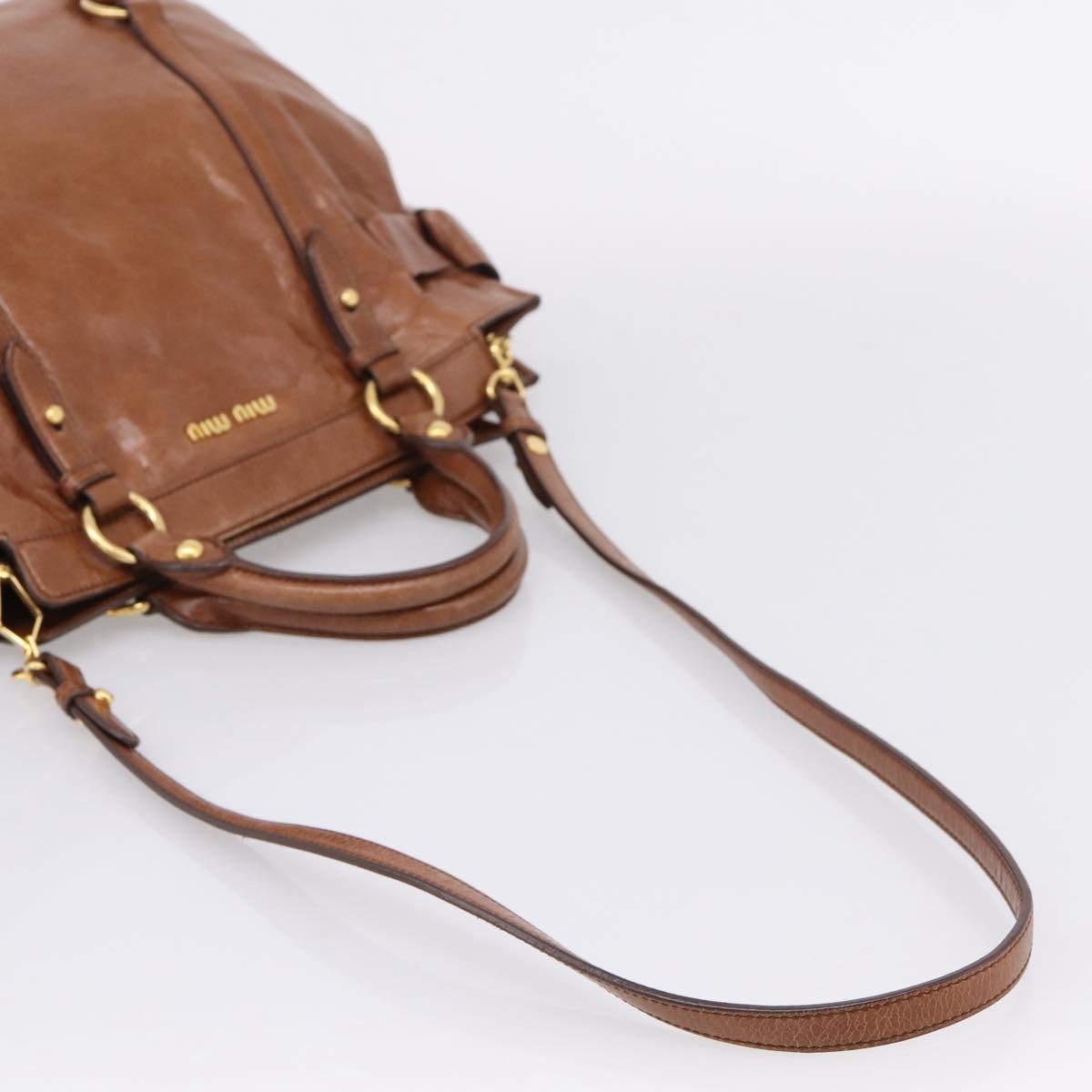 Miu Miu Matelasse Hand Bag Vitellolux 2way Brown Gold Auth 207085V