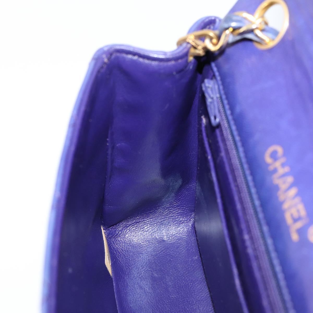 CHANEL Mini Matelasse 18 Chain Bag Lamb Skin Purple Gold CC Auth 207088SAV