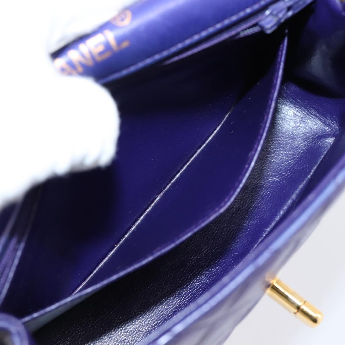CHANEL Mini Matelasse 18 Chain Bag Lamb Skin Purple Gold CC Auth 207088SAV