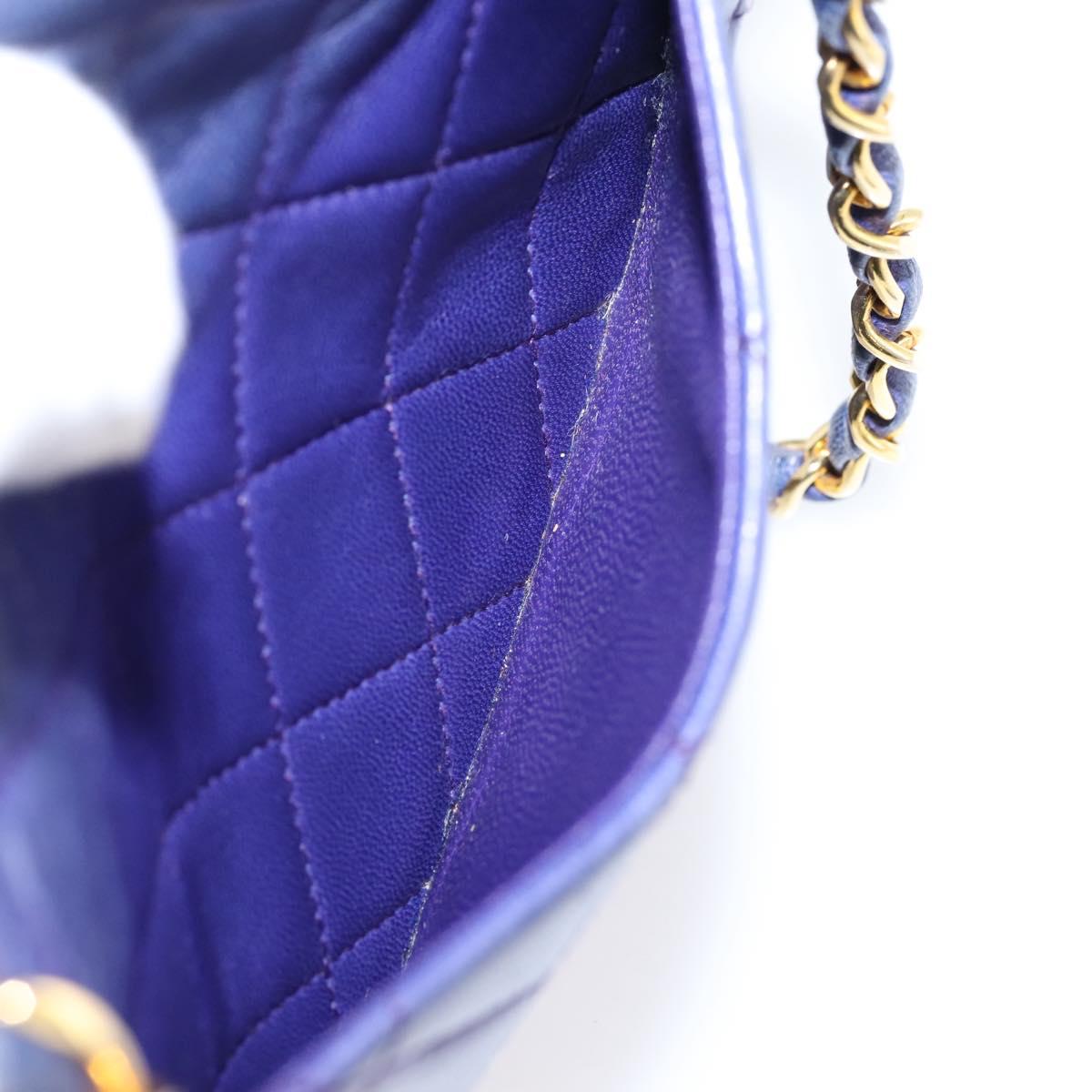 CHANEL Mini Matelasse 18 Chain Bag Lamb Skin Purple Gold CC Auth 207088SAV