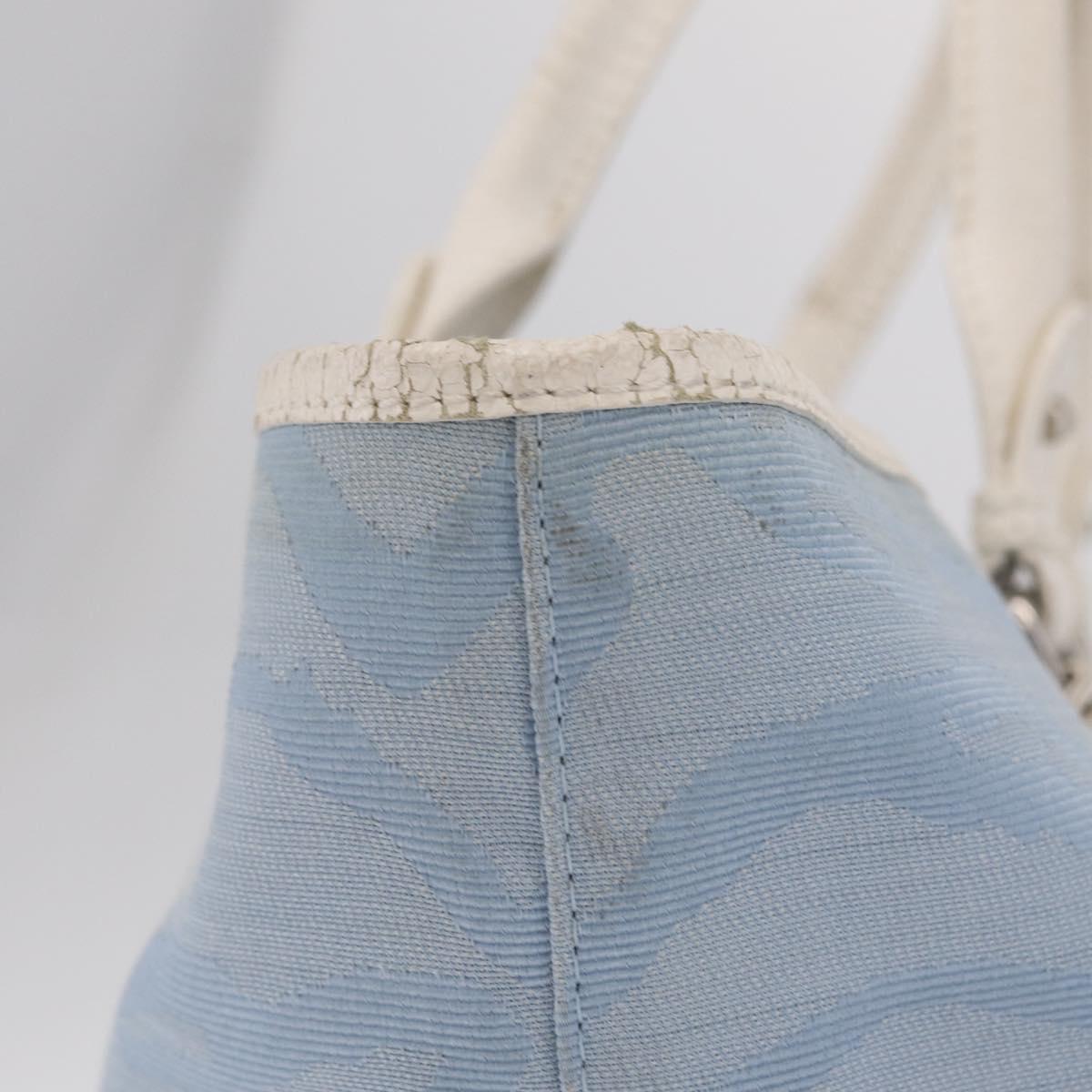 FENDI Tote Bag Canvas Light Blue Silver Auth 207089