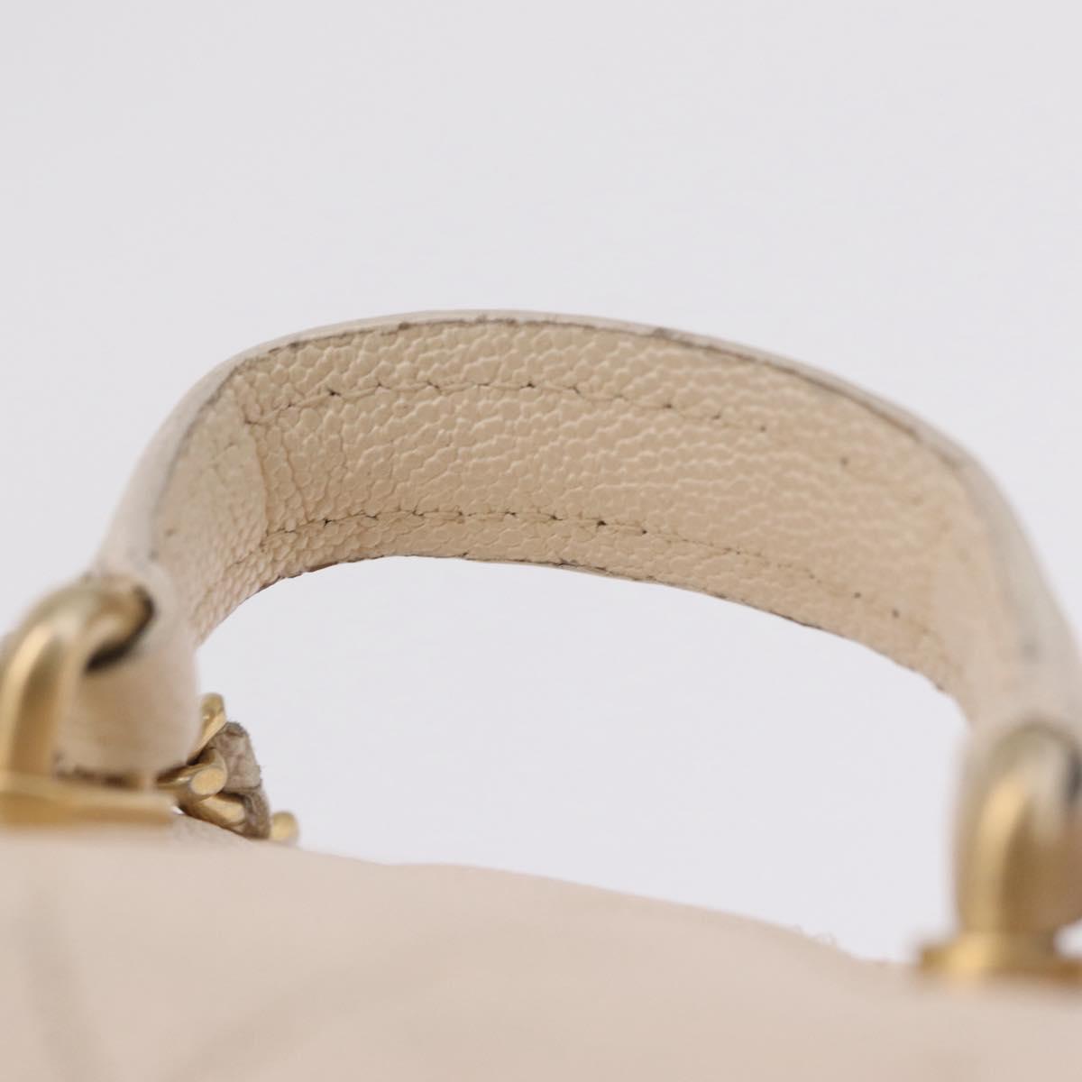 CHANEL Matelasse Vanity Chain Shoulder Pouch Caviar Skin White CC Auth 207090V