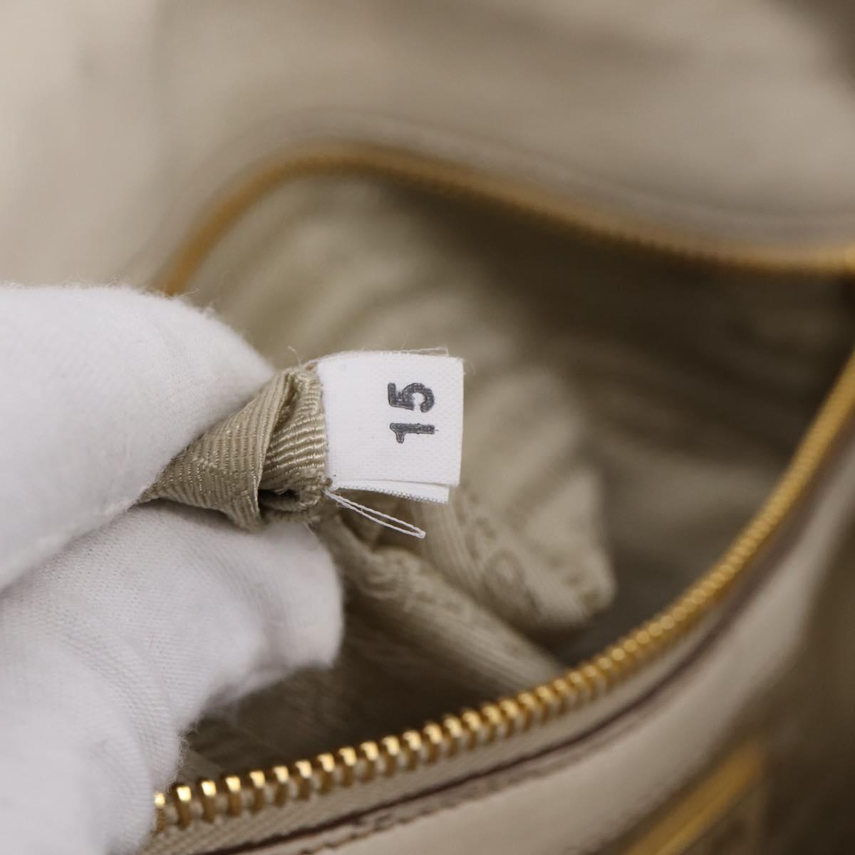 PRADA Gathered Hand Bag Leather 2way Beige Gold Auth 207092A