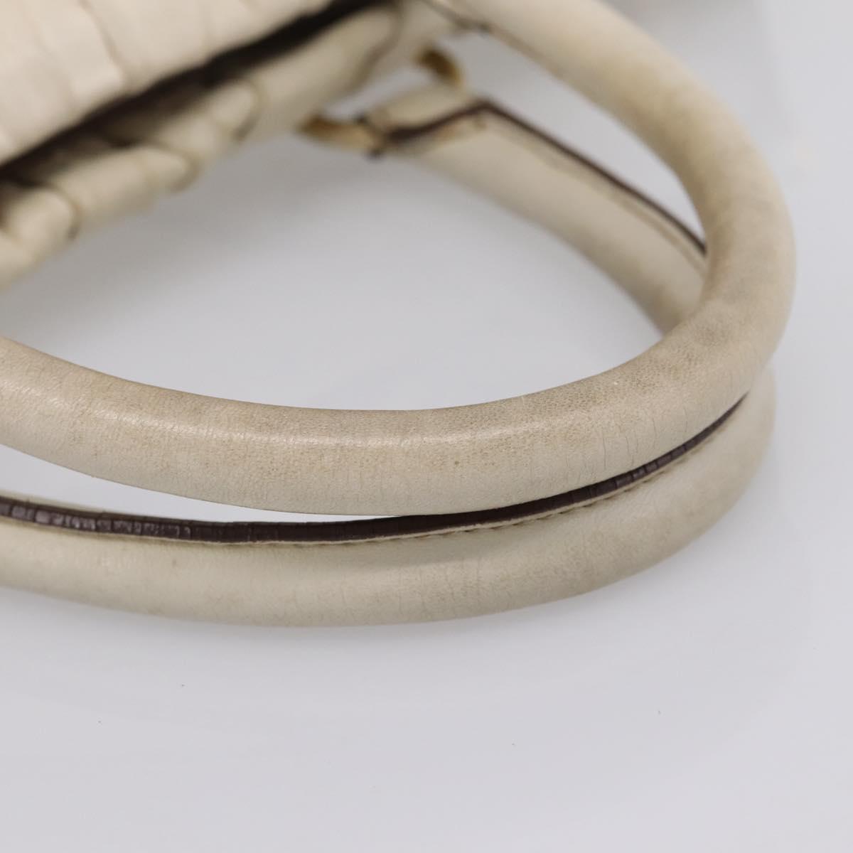 PRADA Gathered Hand Bag Leather 2way Beige Gold Auth 207092A