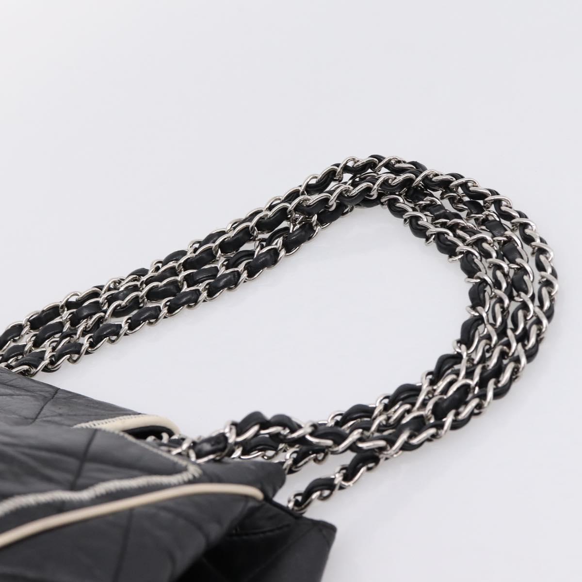 CHANEL Matelasse Chain Tote Bag Calf Skin Black Silver CC Auth 207094A