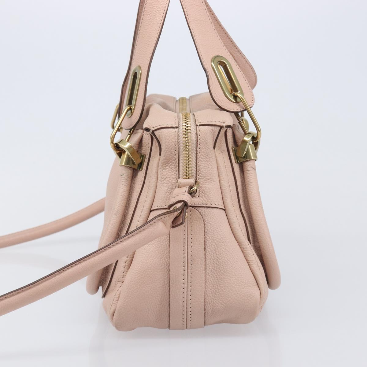 Chloe Paraty Hand Bag Leather 2way Pink Gold Auth 207095V