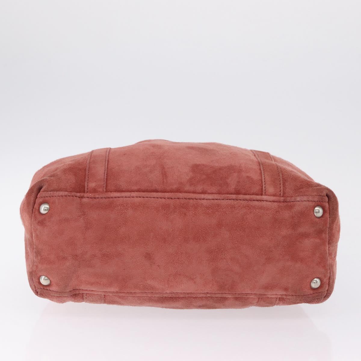 PRADA Tote Bag Suede Silver Pink Auth 207111A