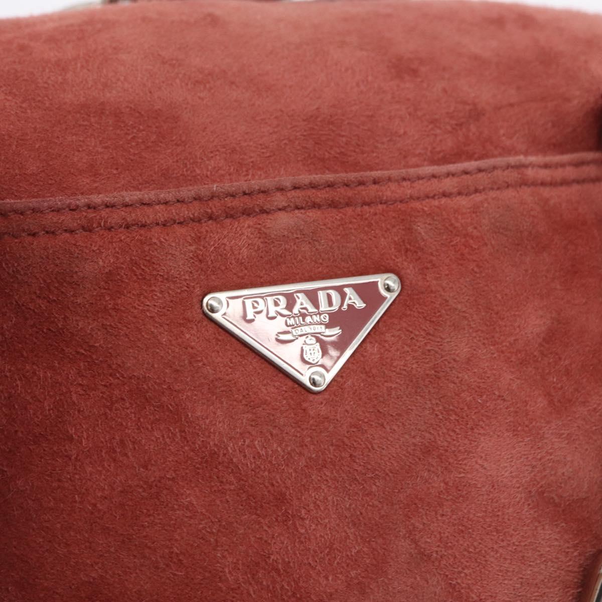 PRADA Tote Bag Suede Silver Pink Auth 207111A