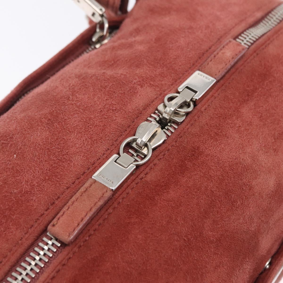 PRADA Tote Bag Suede Silver Pink Auth 207111A