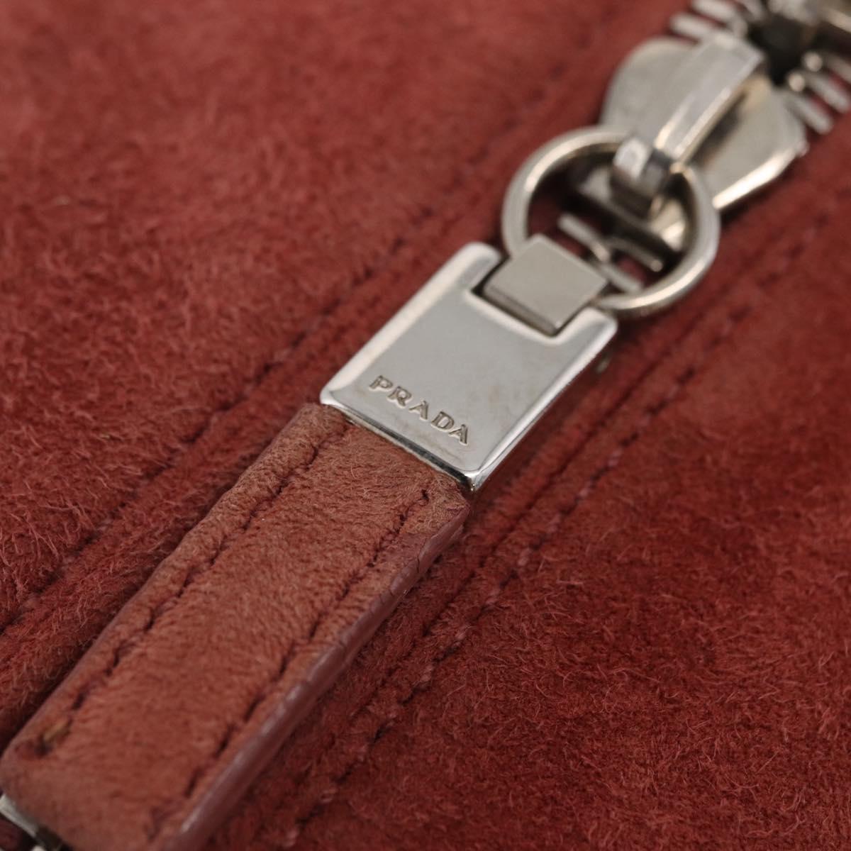 PRADA Tote Bag Suede Silver Pink Auth 207111A