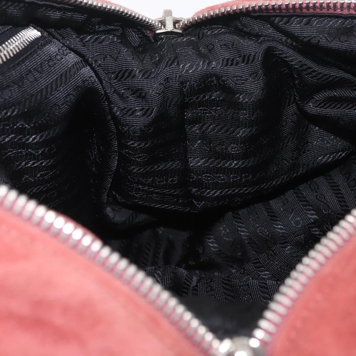 PRADA Tote Bag Suede Silver Pink Auth 207111A