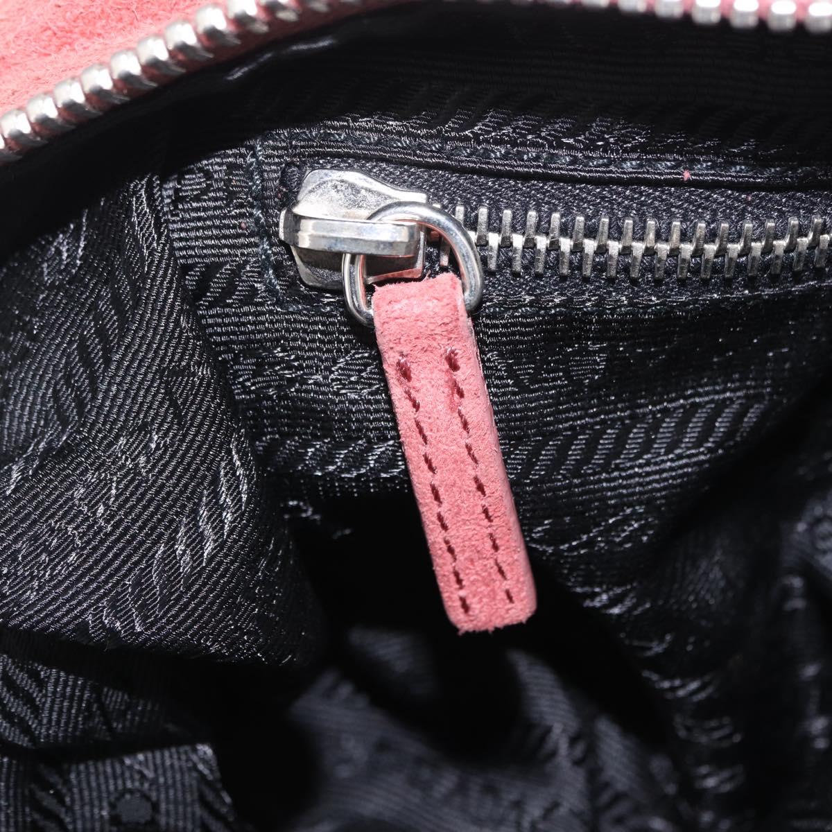 PRADA Tote Bag Suede Silver Pink Auth 207111A