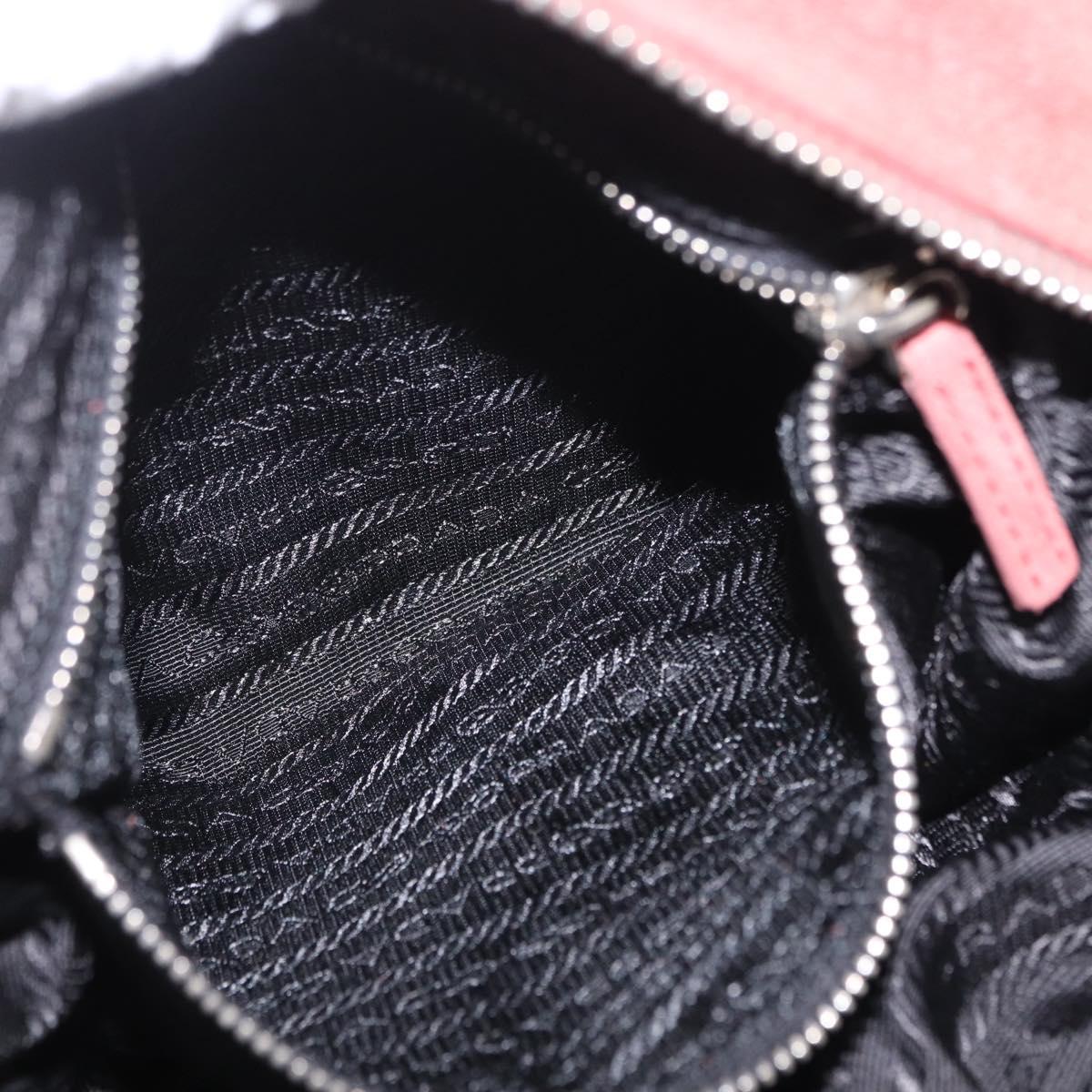 PRADA Tote Bag Suede Silver Pink Auth 207111A
