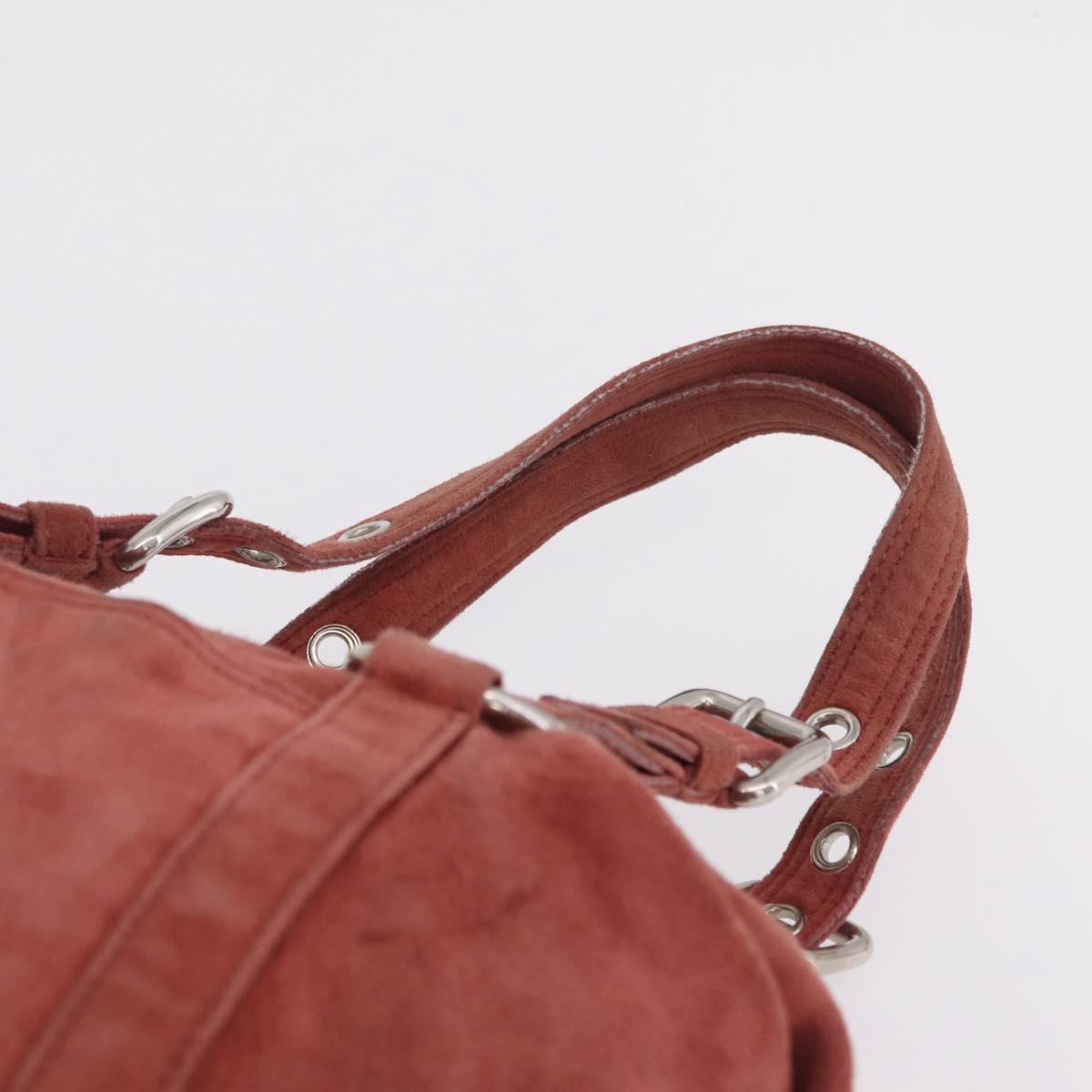 PRADA Tote Bag Suede Silver Pink Auth 207111A