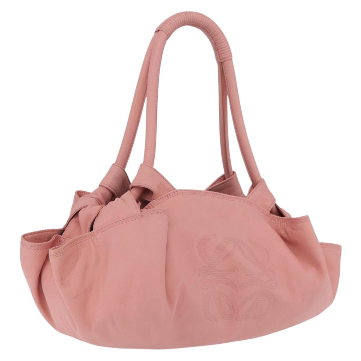 LOEWE Hand Bag Leather Pink Silver Auth 207112A