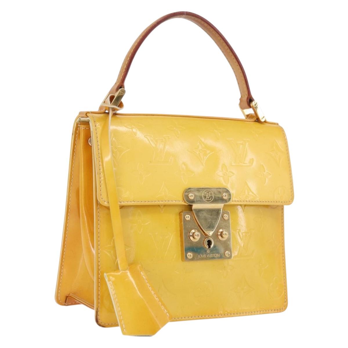 LOUIS VUITTON Monogram Vernis Spring Street Bag Lime Yellow M91068 Auth 207113
