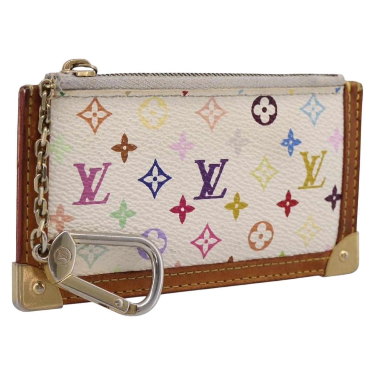 LOUIS VUITTON Monogram Multicolor Pochette Cles Purse White M92655 Auth 207127