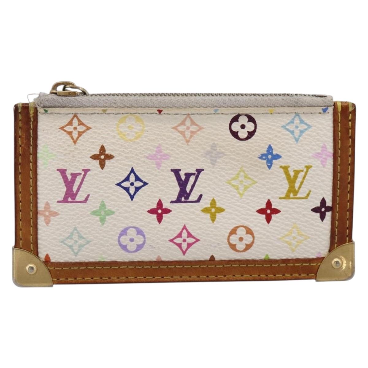 LOUIS VUITTON Monogram Multicolor Pochette Cles Purse White M92655 Auth 207127