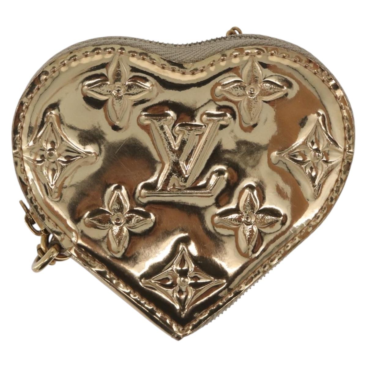 LOUIS VUITTON Monogram Miroir Porte Monnaie Coeur Gold Dore M93567 Auth 207133A