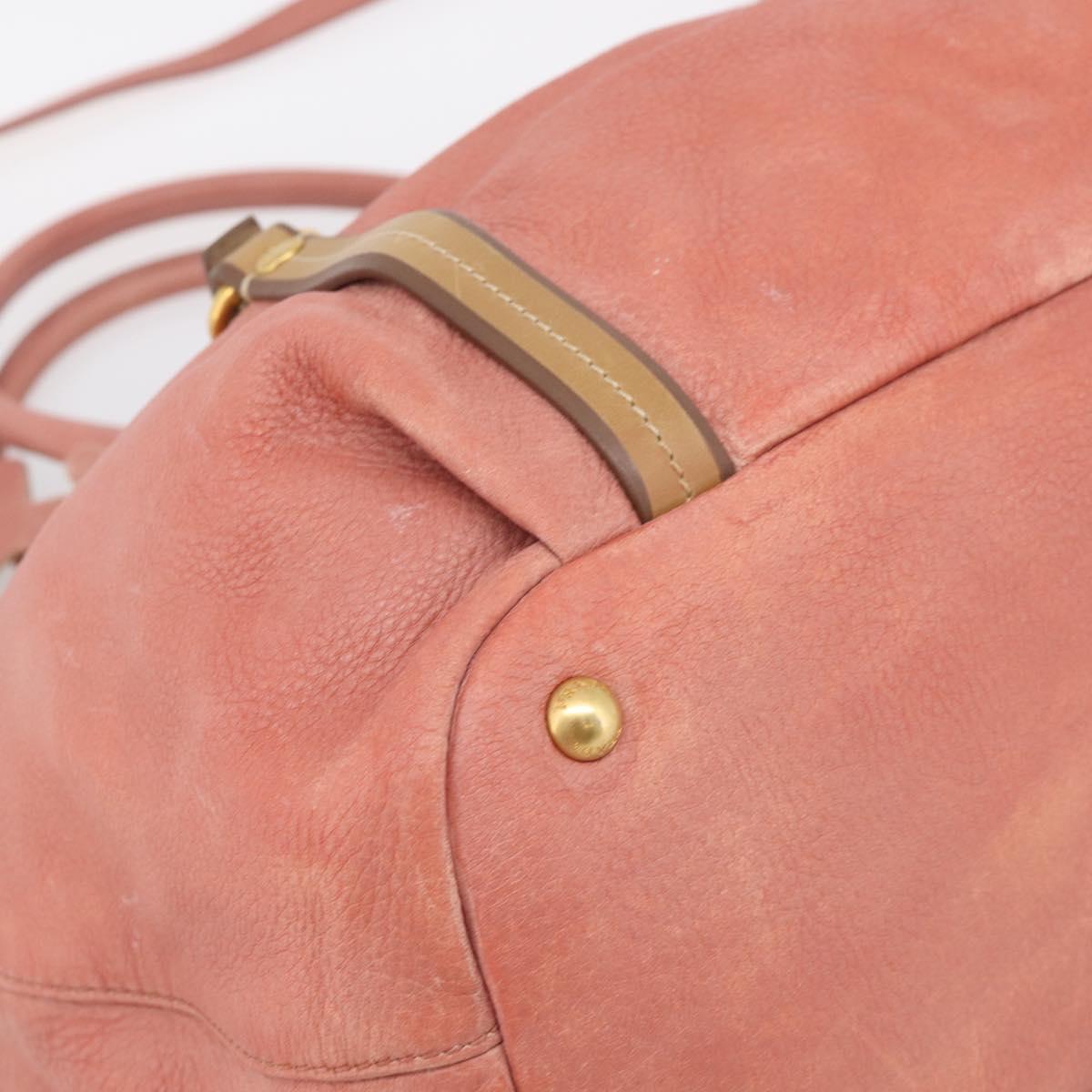 PRADA Hand Bag Vittero Dino Leather 2way Pink Gold Auth 207141A