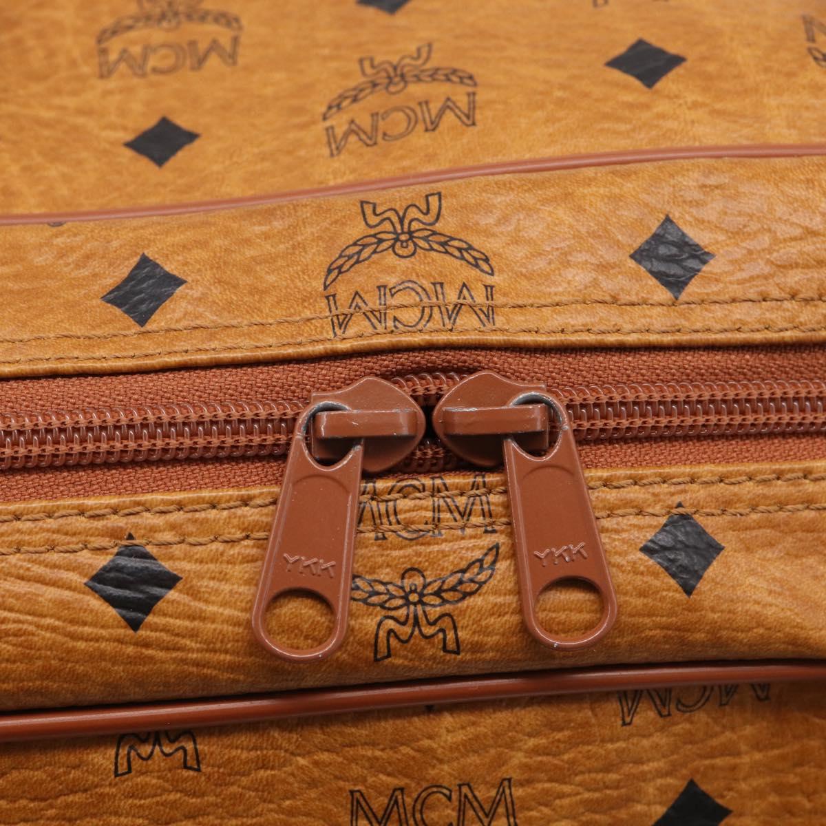 MCM Logogram Vicetos Boston Bag PVC Leather 2way Brown Gold Auth 207144A