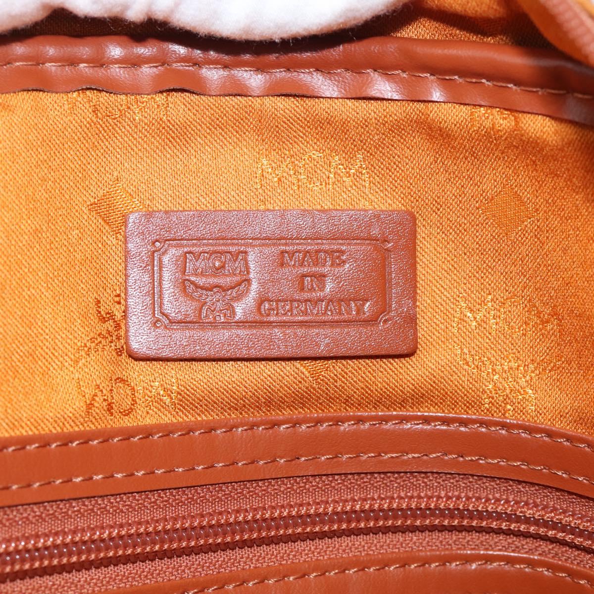 MCM Logogram Vicetos Boston Bag PVC Leather 2way Brown Gold Auth 207144A