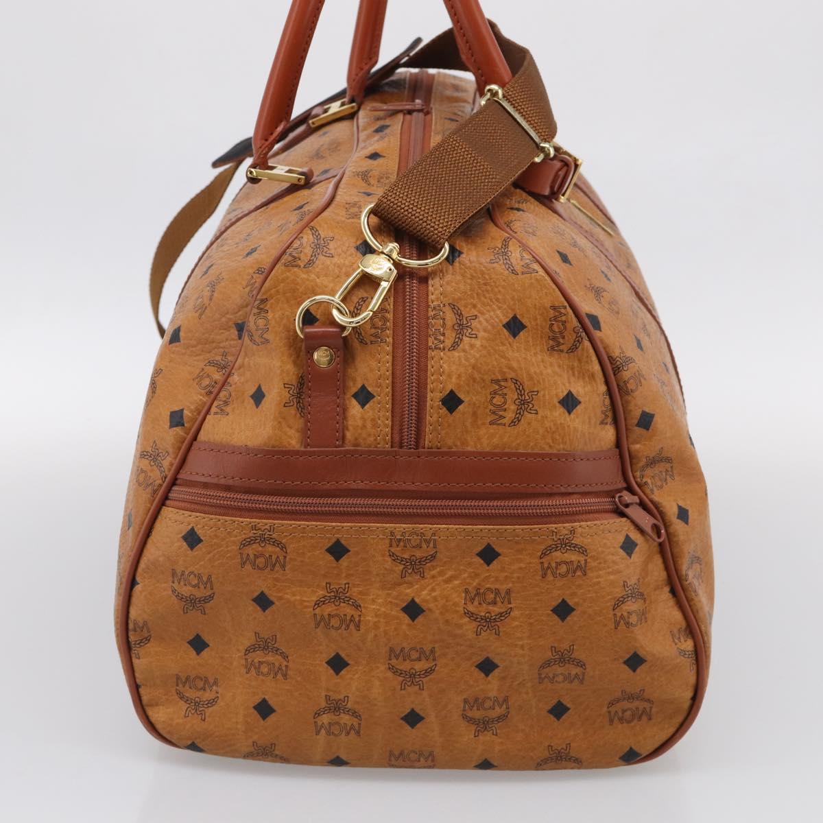 MCM Logogram Vicetos Boston Bag PVC Leather 2way Brown Gold Auth 207144A