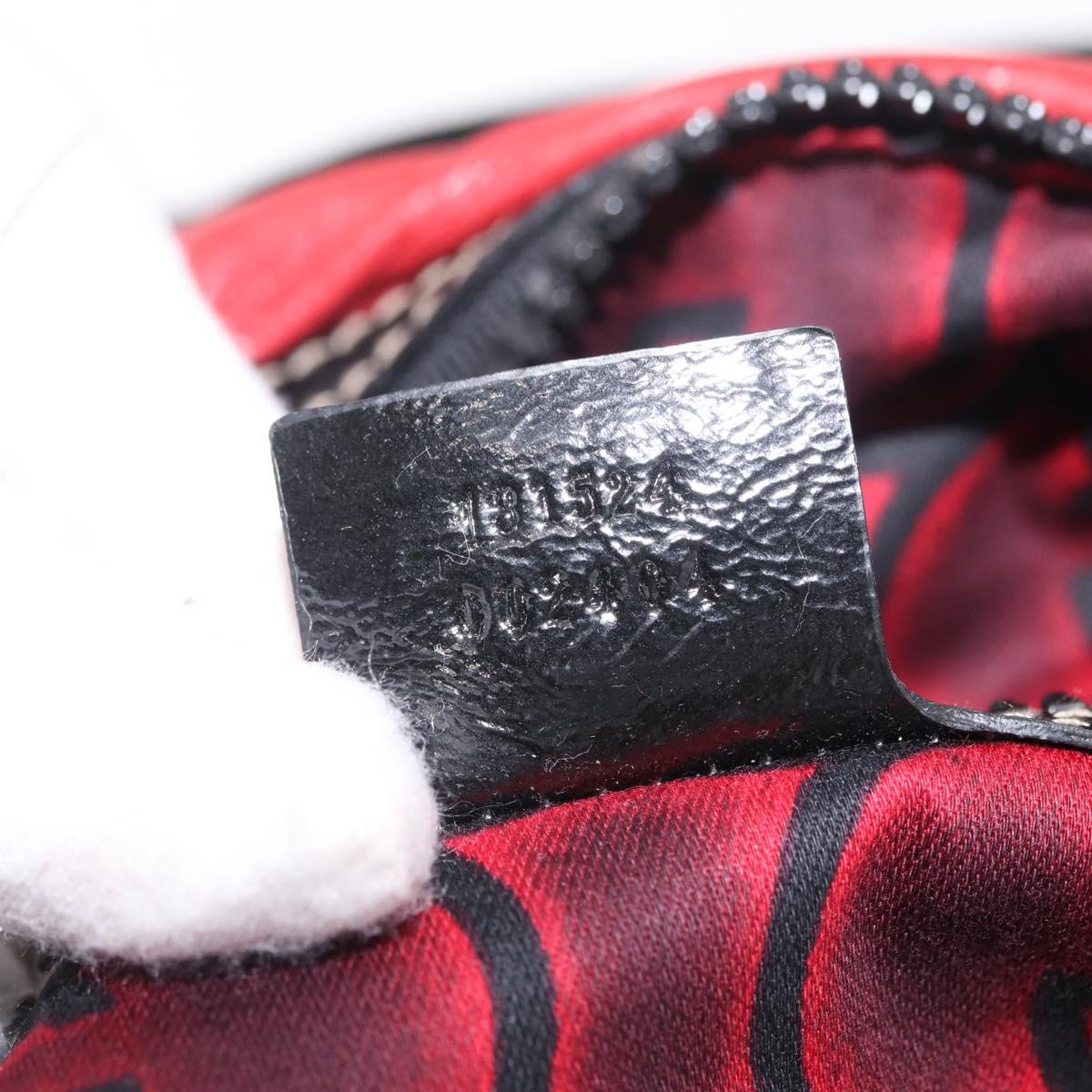 GUCCI Hand Bag Leather Red Silver Auth 207145