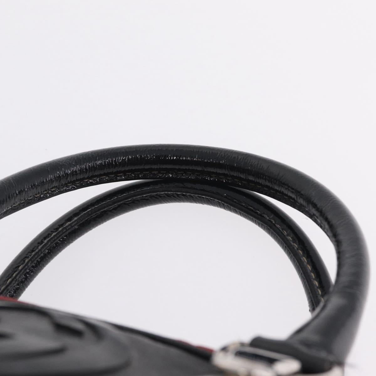 GUCCI Hand Bag Leather Red Silver Auth 207145