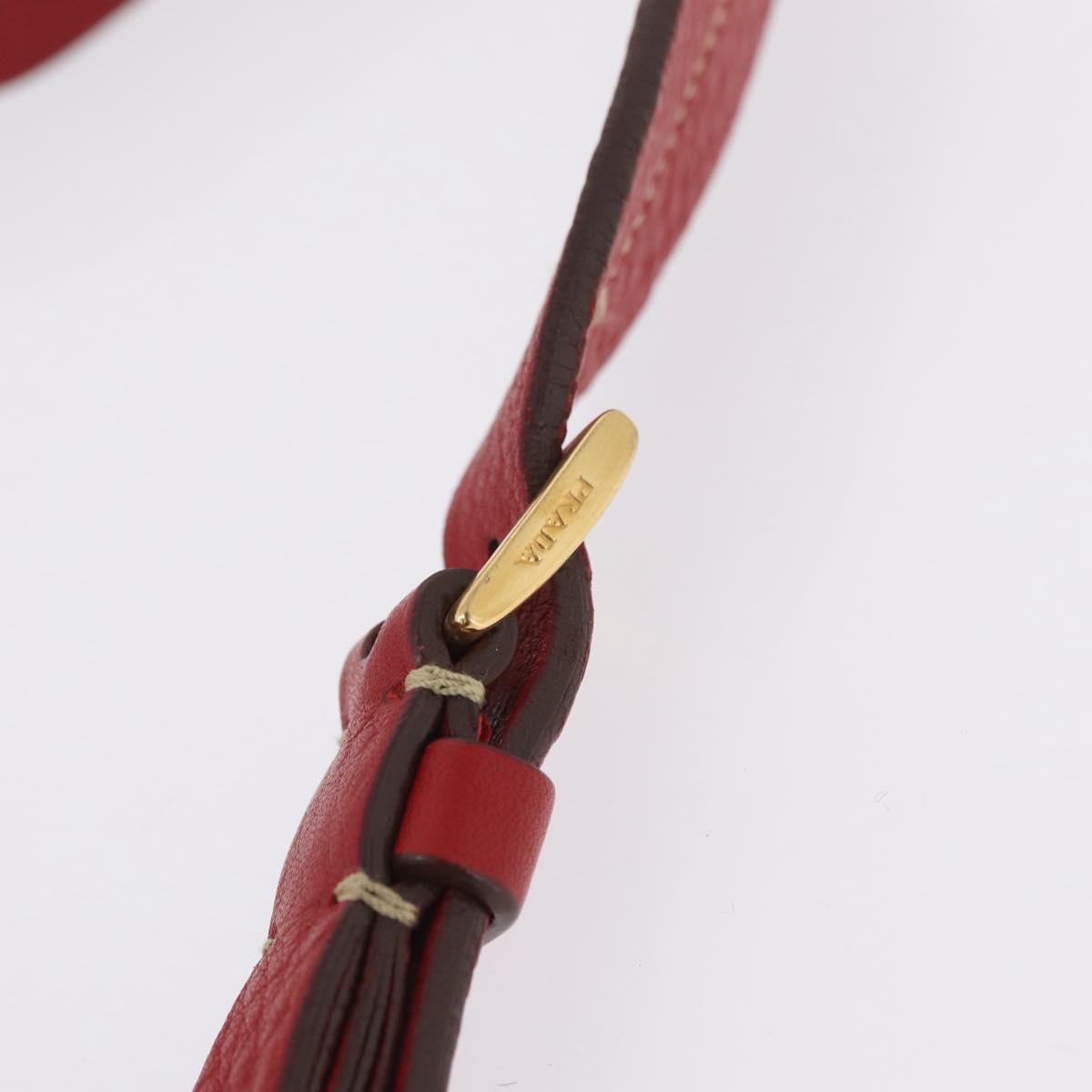 PRADA Chain Shoulder Bag Vittero Dino Leather Red Gold Auth 207148A