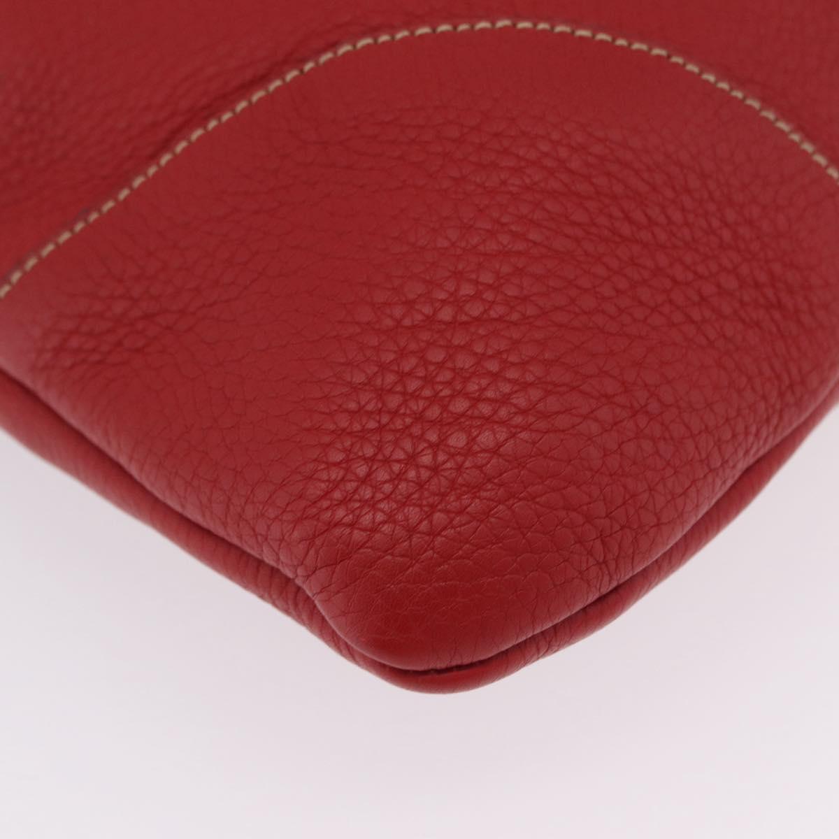 PRADA Chain Shoulder Bag Vittero Dino Leather Red Gold Auth 207148A
