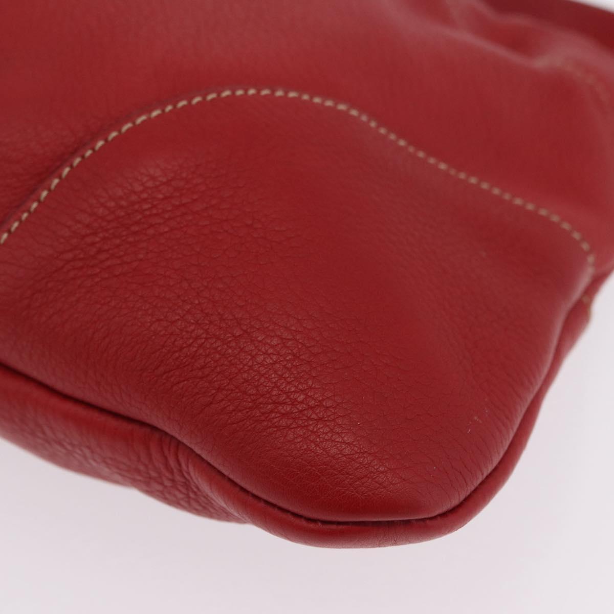 PRADA Chain Shoulder Bag Vittero Dino Leather Red Gold Auth 207148A