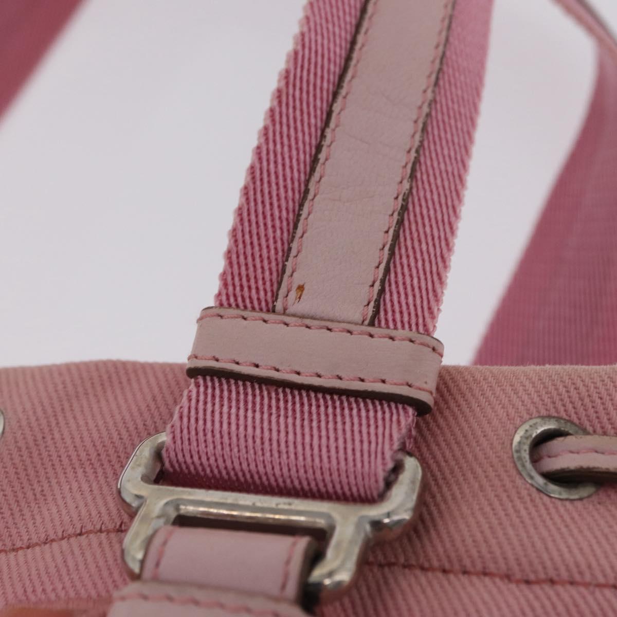 Saint Laurent Kahala Tote Bag Canvas Pink Silver Auth 207152A