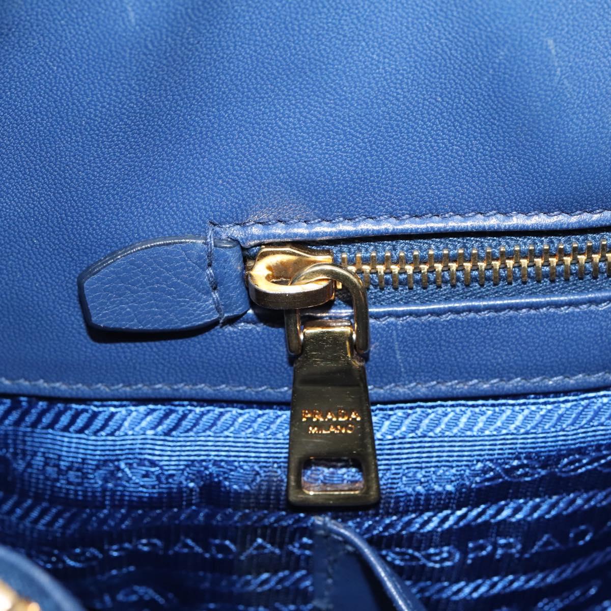 PRADA Gathered Hand Bag Nylon 2way Blue Gold Auth 207154A