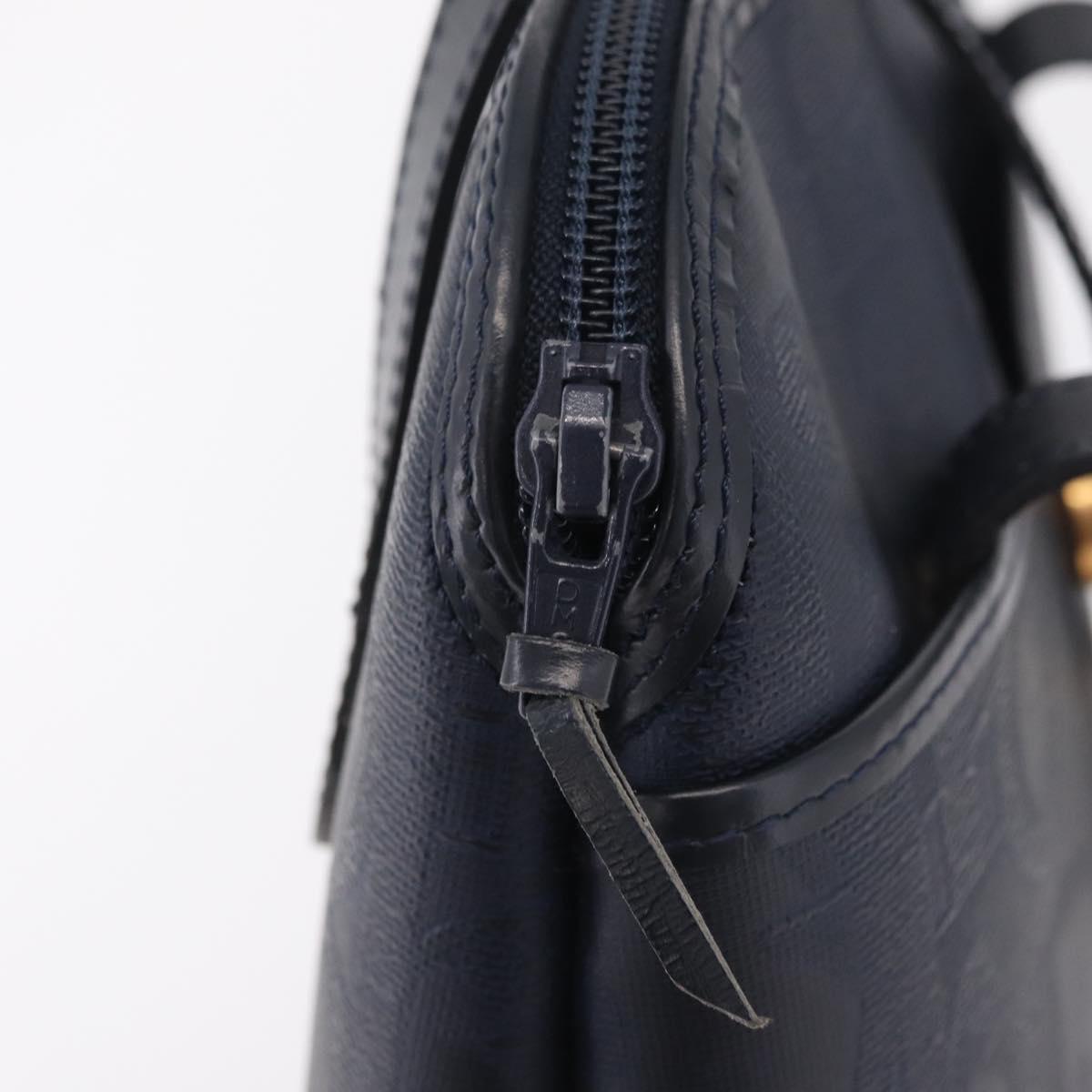Christian Dior Trotter Canvas Hand Bag PVC Navy Gold Auth 207155A