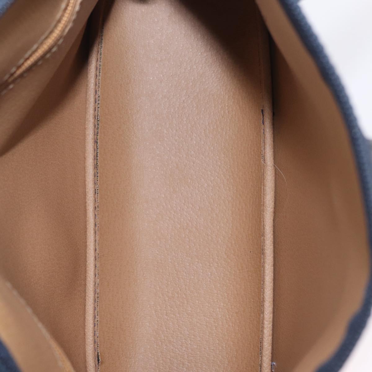 Christian Dior Trotter Canvas Hand Bag PVC Navy Gold Auth 207155A