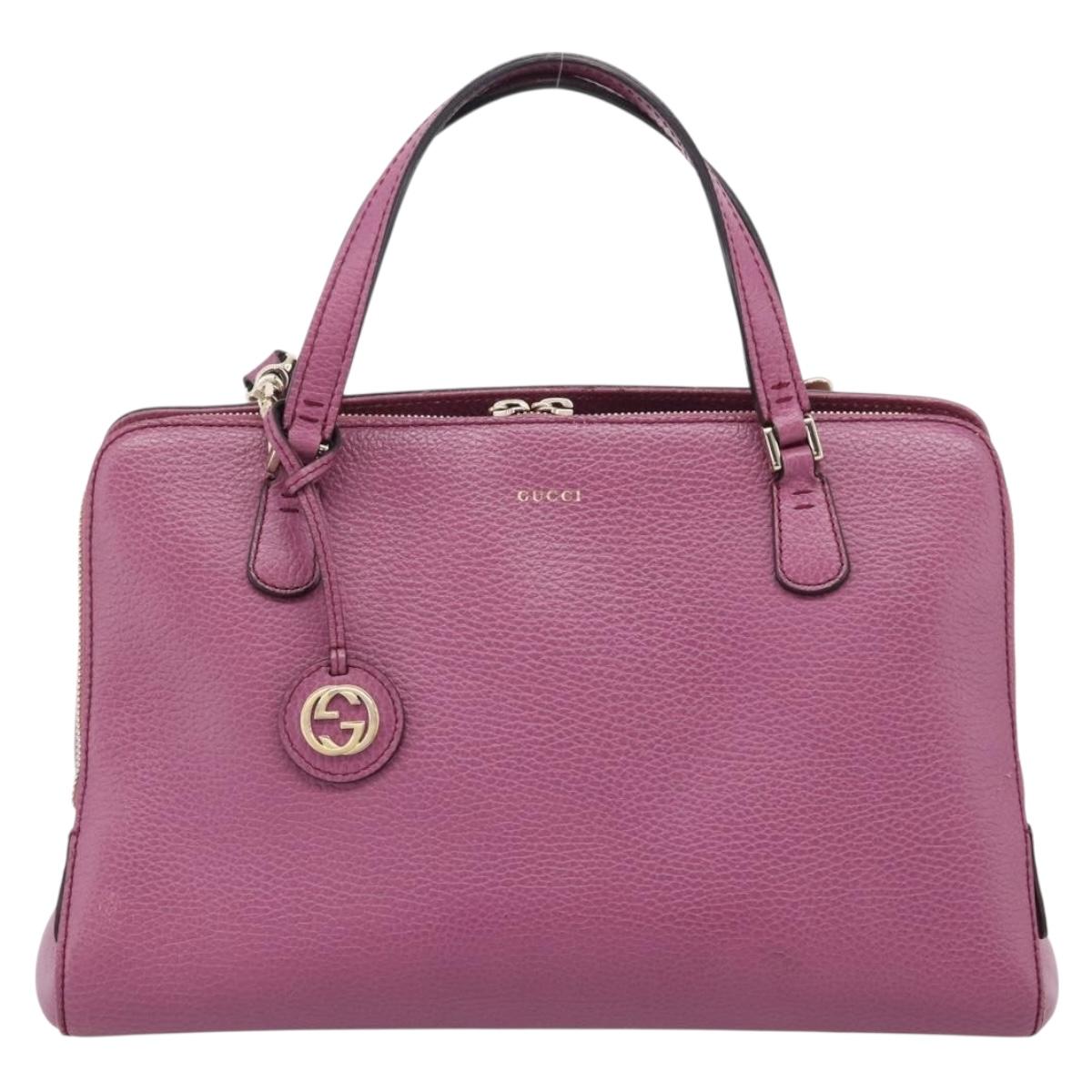 GUCCI Hand Bag Leather 2way Purple Gold 391987 Auth 207159A