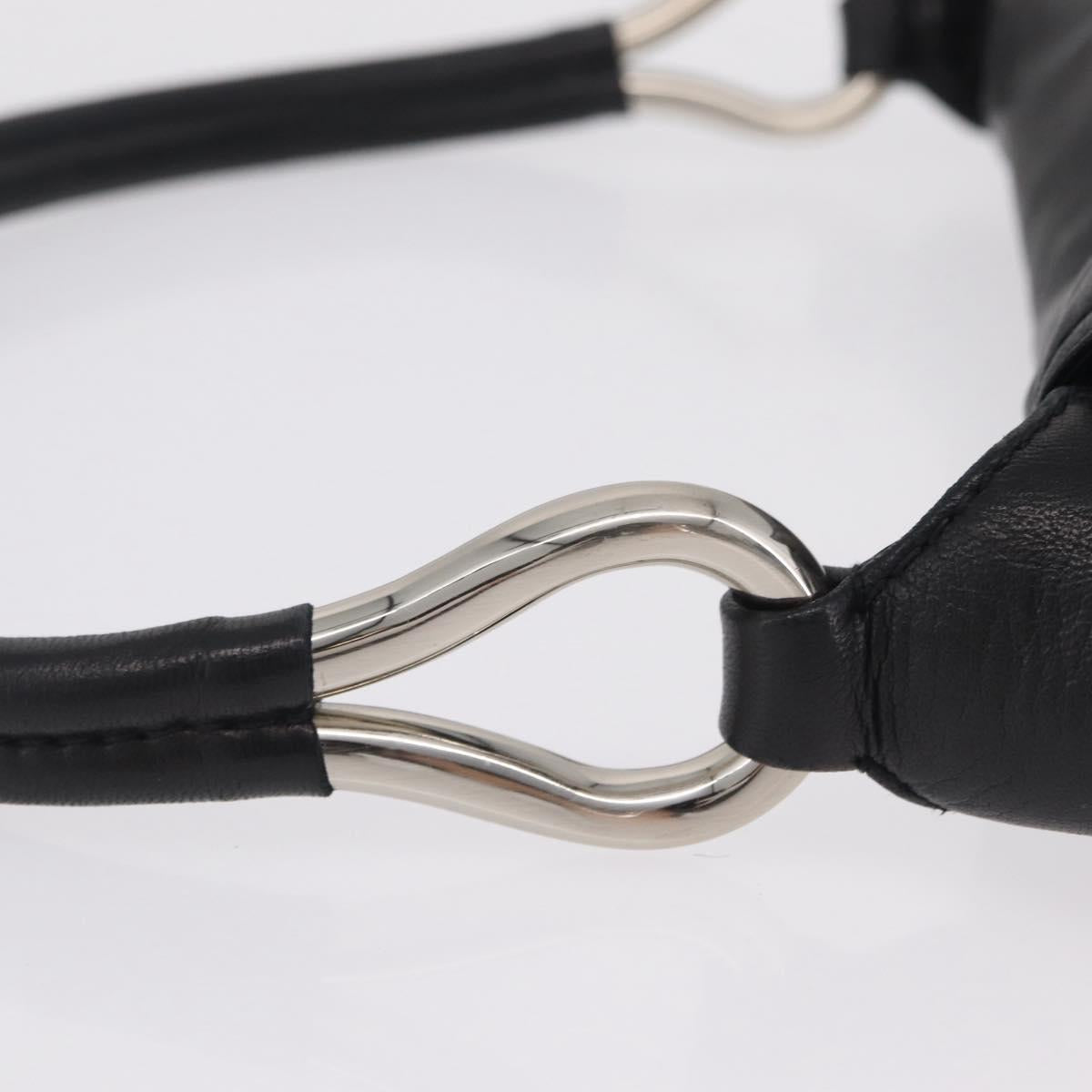 PRADA Shoulder Bag Leather Black Silver Auth 207165V
