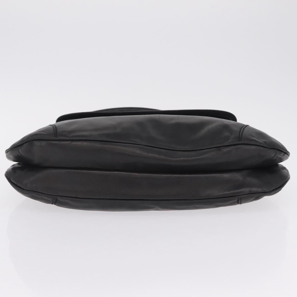 PRADA Shoulder Bag Leather Black Silver Auth 207165V