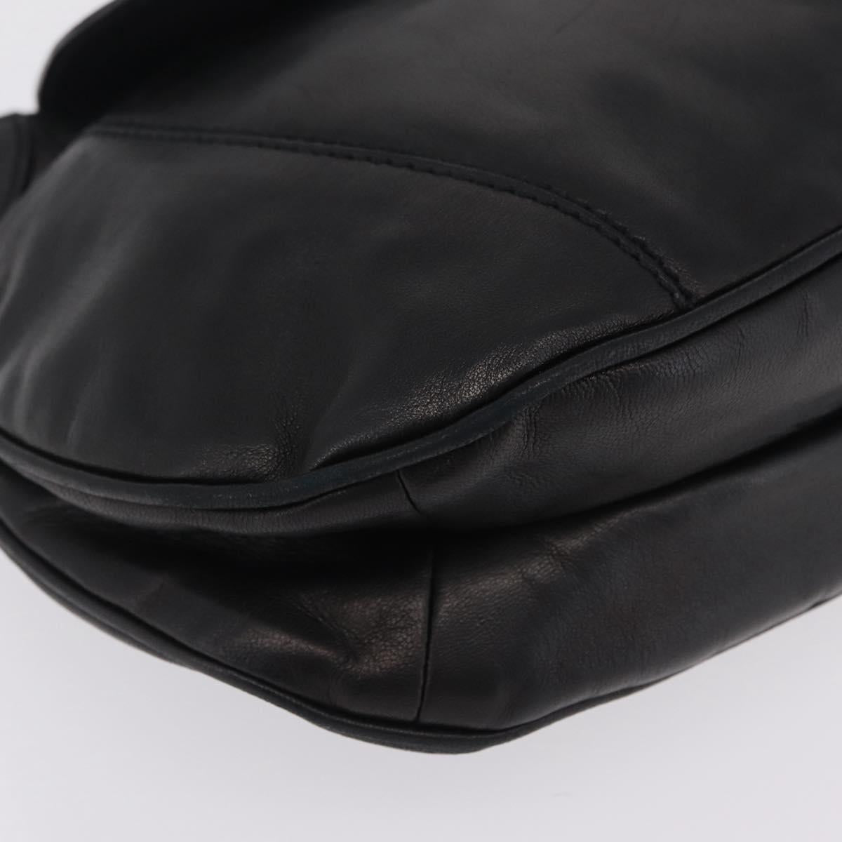 PRADA Shoulder Bag Leather Black Silver Auth 207165V
