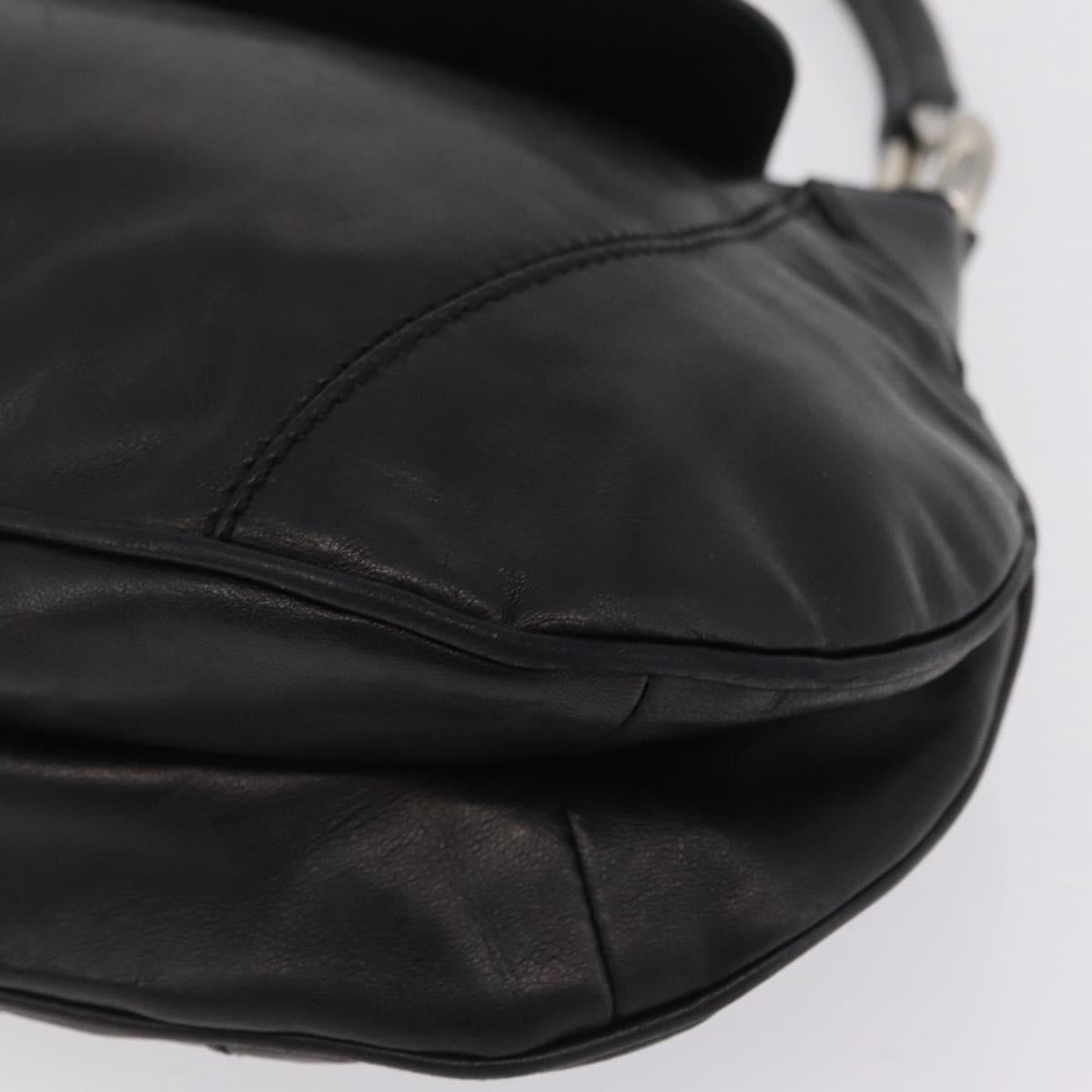 PRADA Shoulder Bag Leather Black Silver Auth 207165V