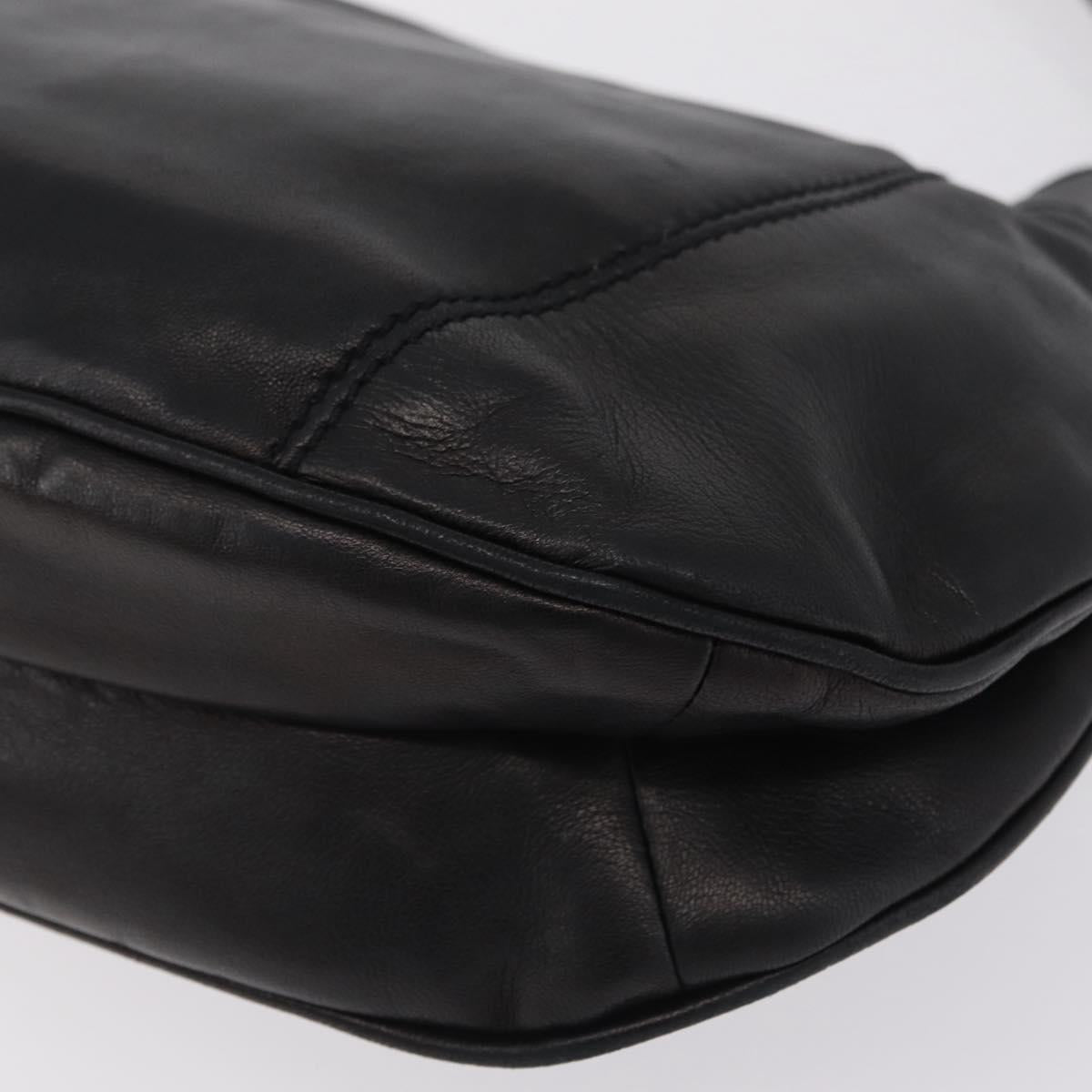 PRADA Shoulder Bag Leather Black Silver Auth 207165V