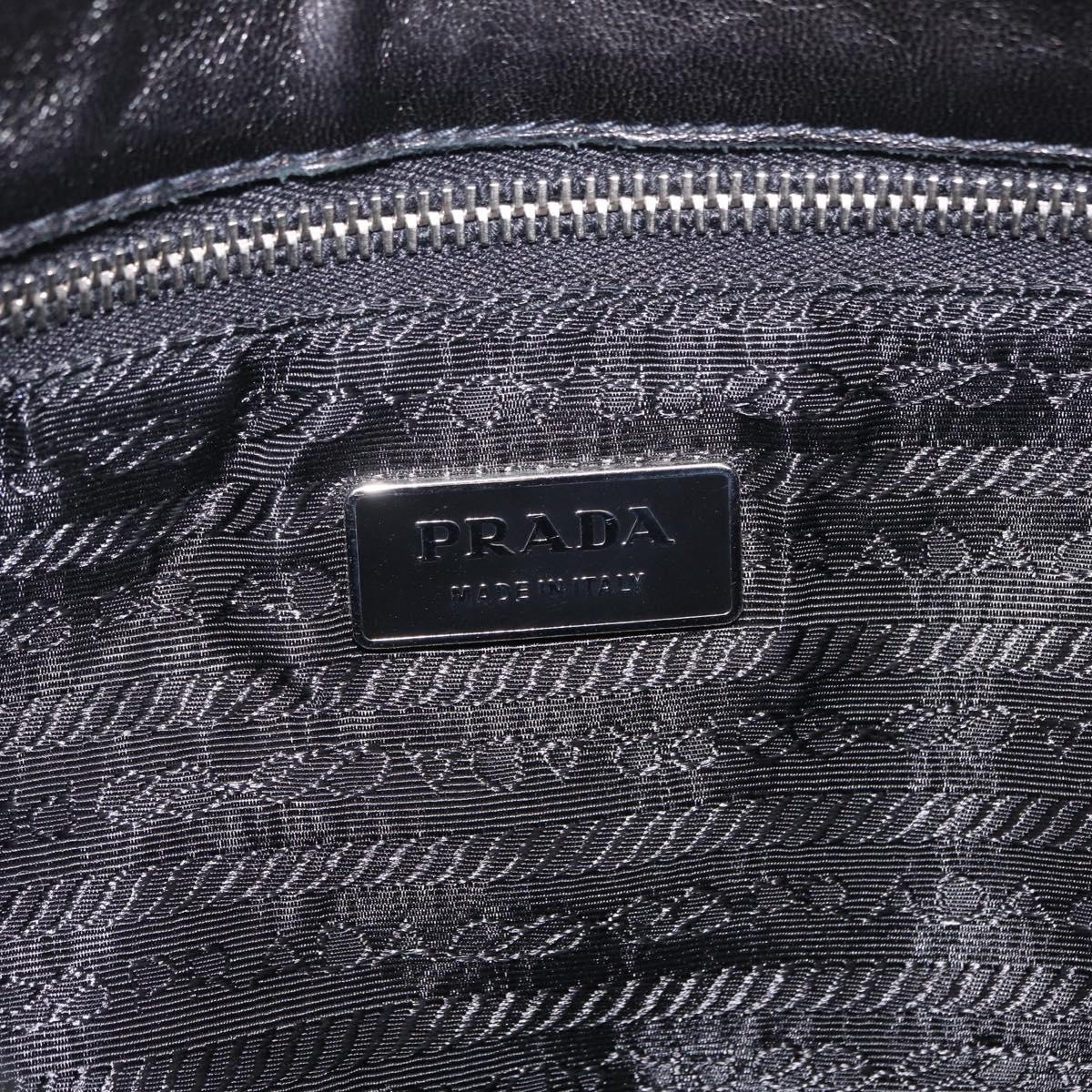 PRADA Shoulder Bag Leather Black Silver Auth 207165V