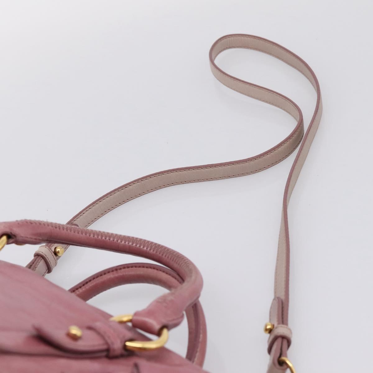 Miu Miu Matelasse Hand Bag Vitellolux 2way Pink Gold Auth 207166A