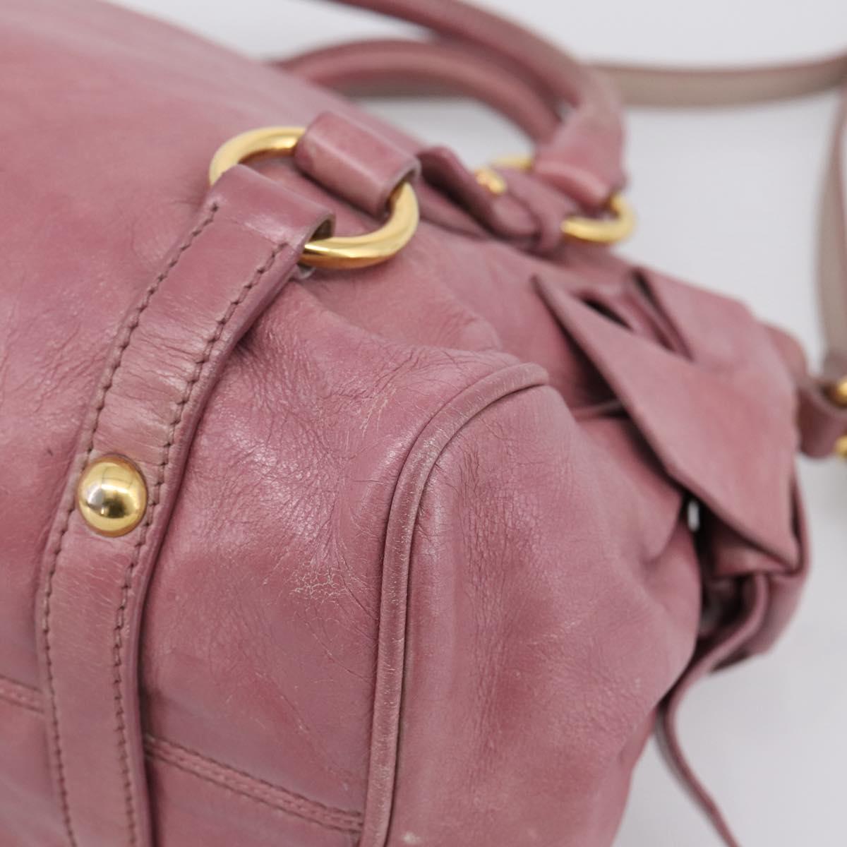 Miu Miu Matelasse Hand Bag Vitellolux 2way Pink Gold Auth 207166A