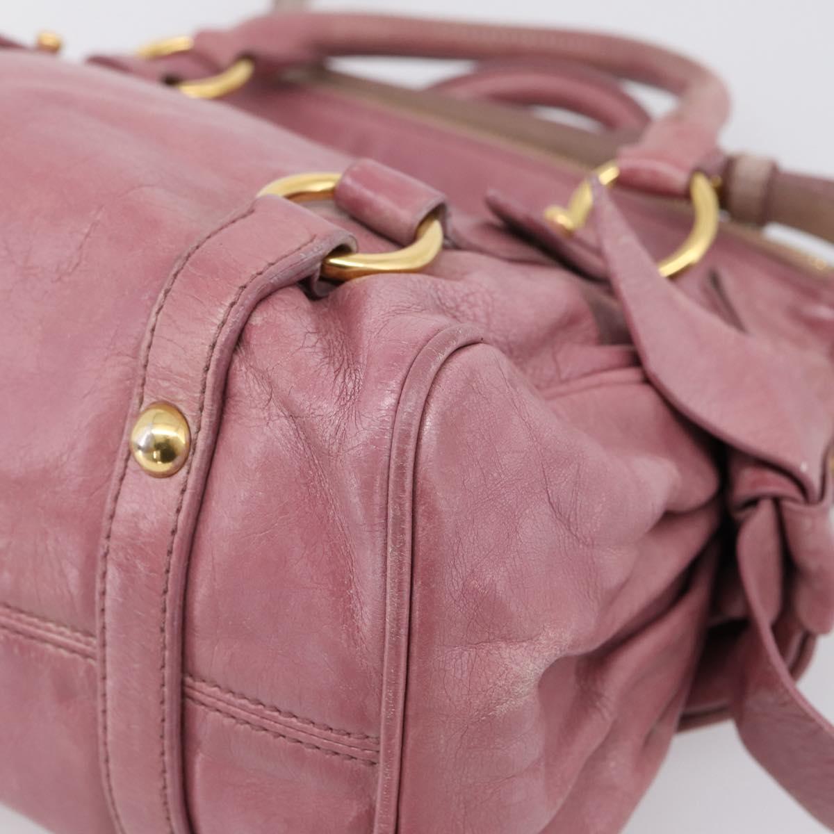 Miu Miu Matelasse Hand Bag Vitellolux 2way Pink Gold Auth 207166A